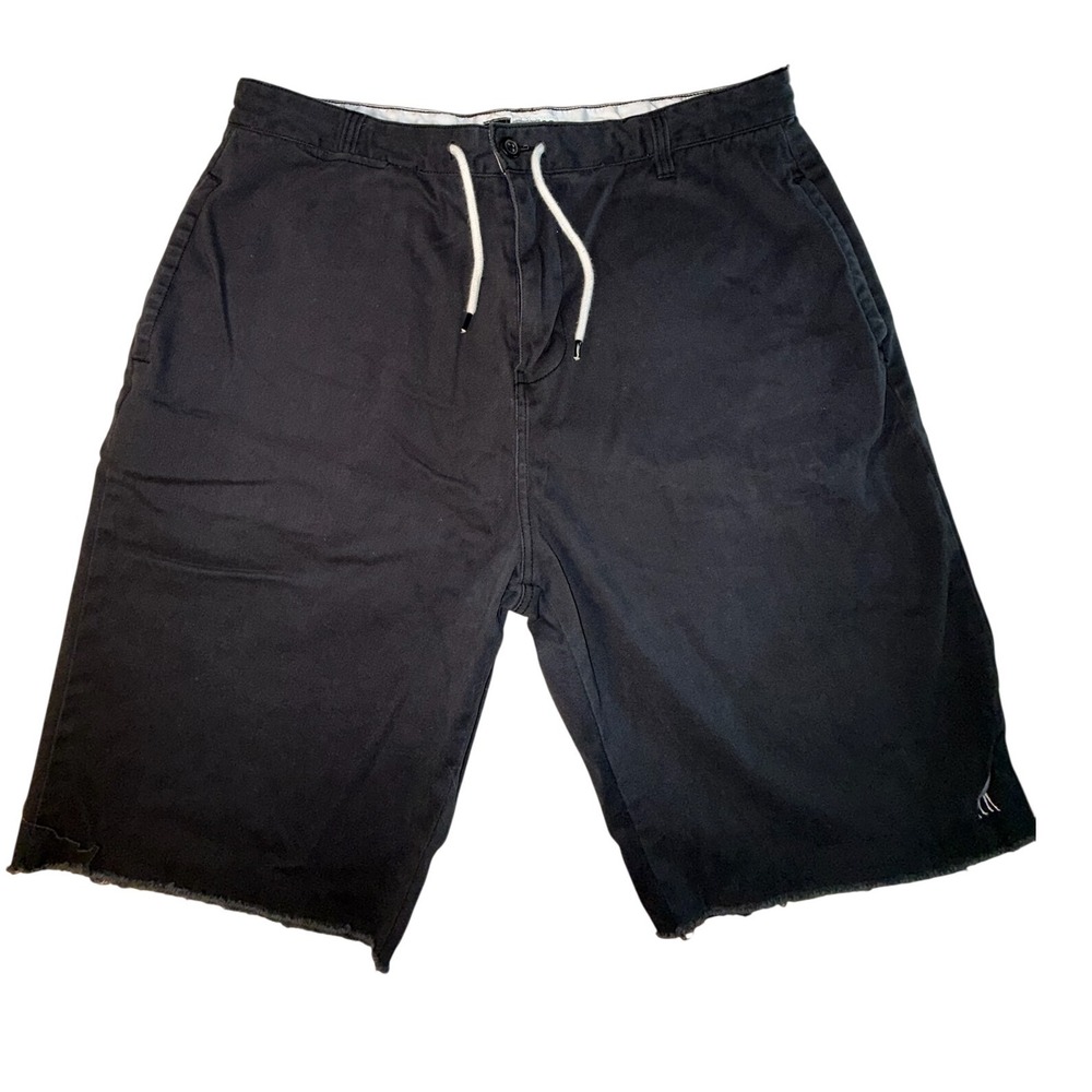 LRG Lifted Research Group Mens Shorts Size 36 Black Cut Off Drawstring Giraffe